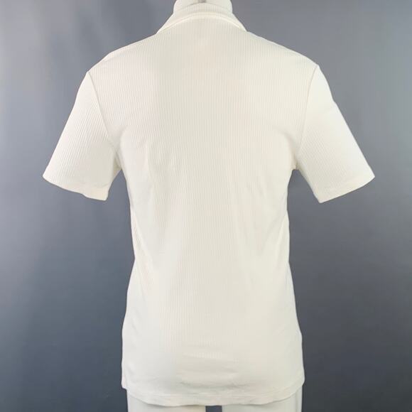 REISS Size M Butler White Ribbed Cotton Camp Short Sleeve Shirt - Picture 3 of 6